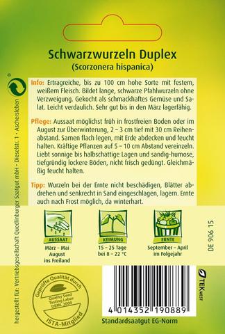 Quedlinburger Schwarzwurzel Sorte Duplex - Scorzonera hispanica