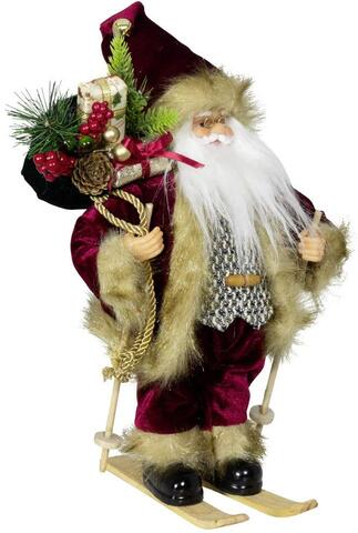 Weihnachtsmann Figur auf Ski Santa Aaron 30cm Rot Nikolaus Weihnachten Deko